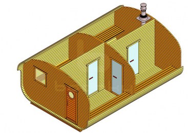 Баня-квадро-овалбочка «4×6.0» четыре помещения